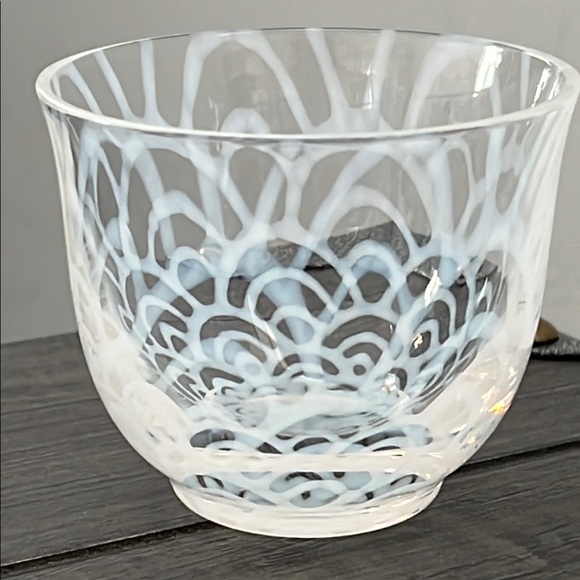 Taisho Roman Milk Glass Cold Tea Glass Cup "Nami" - Picture 2 of 9